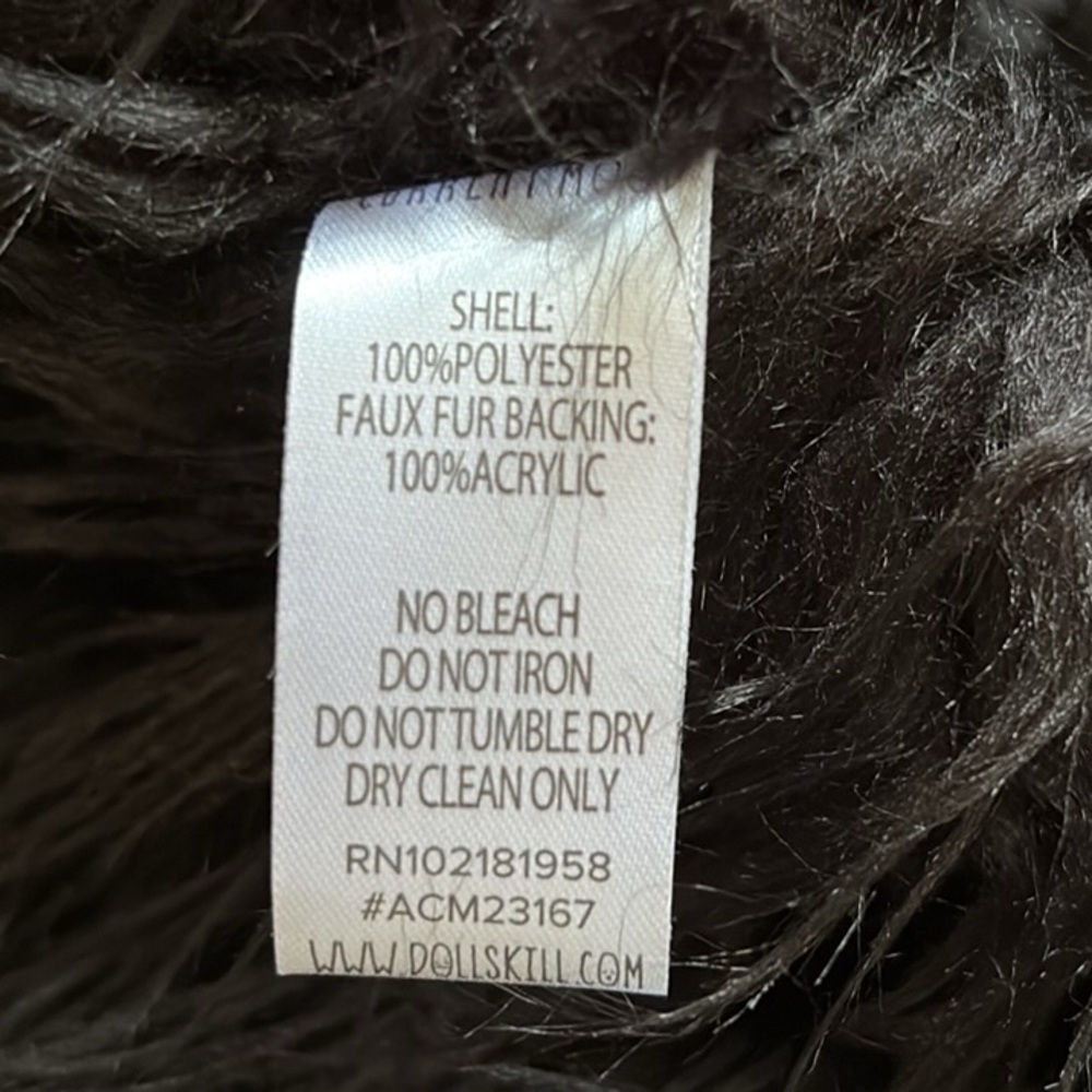 Dolls Kill Current Mood Black Vegan Suede Faux Fur Trim Penny Lane Toggle Coat - Picture 6 of 7